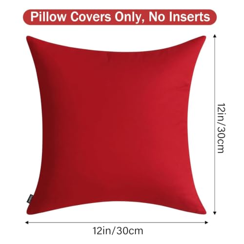 6 Pack Decorative 100% Cotton Pillow Covers Square Cushion Cover Solid DIY Halloween Throw Pillowcase for Home Sofa Bedroom,Red,6 Pack-12" x 12"/30x30cm (ONLY Covers, NOT Insert)