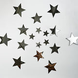 40Pcs Silver Stars Acrylic Mirror Wall Stickers with Adhesive Art Decal Satin Paper Baby Kids Bedroom Home DIY Decor Removable Stickers (Silver Stars)