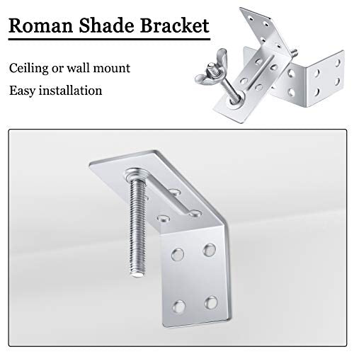 Jetec Roman Shade Wall l Bracket and Wingnut Ceiling or Wall Mount Brackets Mounting Installation L-mounts for Roman Shade Home Window Drapery Use(4 Pieces)