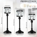 Set of 12 Cup Crystal Tealight Candle Holders, Centerpieces for Table Wedding Centerpieces Crystal Decorative Tealight Candle Dining Table Candle Holder Decor for Party (3 Sizes, Black)