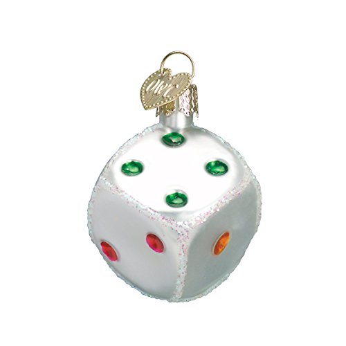 Old World Christmas Vegas Dice Glass Blown Ornament for Christmas Tree, Handcrafted Holiday Decoration, Gamble Collection