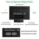 KWANWA Large Digital Alarm Clock, 3" LED Display Battery Operated, Dimmable Auto Night Mode, Easy to Read for Seniors Visually Impaired, Cordless Wall Clock or Table Clock for Bedroom Kitchen Office