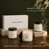 Scented Candles Gift Set, 8 Pack Warm Woods Soy Wax Candles, 3.5 oz Each
