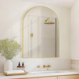 Arched Bathroom Mirror for Wall, 36" x 24" Gold Metal Frame Vanity Mirror, HD Glass Over Sink for Bathroom, Entryway, Bedroom