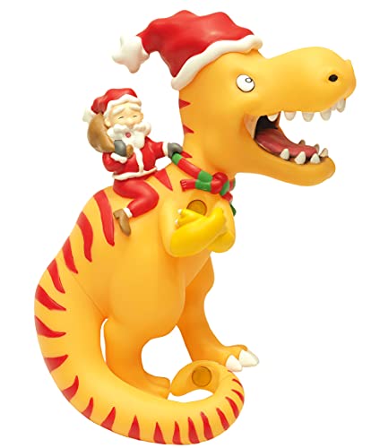 Tree Buddees Santa Riding a T-Rex Funny Christmas Tree Topper - Large 10"