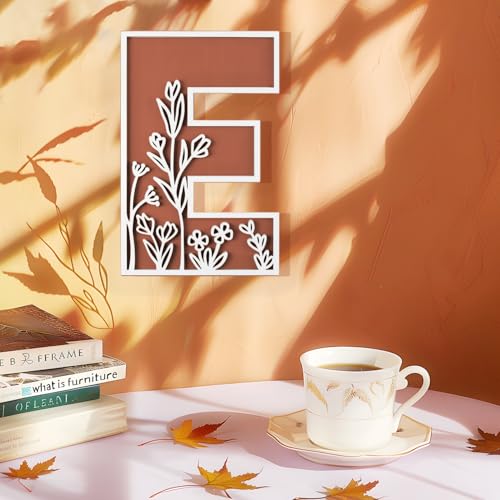 Layered 12 Inch Large Wooden Letters for Wall Decor, Flowered Paintable Wooden Nursery Letters for Crafts Wood Alphabet Letter E for Birthday Boho Nursery Name Sign Wedding Home Decoration
