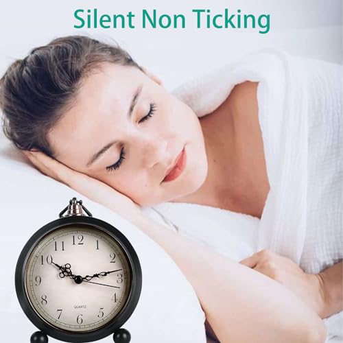pxy Retro Alarm Clock for Heavy Sleepers 3D Dial Battery Operated (Battery Include), 4" Super Silent Analog Alarm Clock for Kids with Night Light PT260 Silver OrangePT508-1 Arabic Numbers