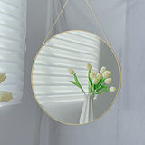 LONGWIN Hanging Wall Circle Mirror Decor Gold Geometric Mirror with Chain for Bathroom Bedroom Living Room 9.8"
