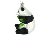 Old World Christmas Panda with Bamboo Glass Blown Ornament for Christmas Tree, Handcrafted Holiday Decoration, Wildlife Animal Collection