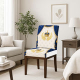 HOMETITUTE High Stretch Chair Covers for Dining Chairs Washable Dining Chair Covers Set of 4 Soft Kitchen Seat Cover Royal Blue Gold Crown for Home Hotel Restaurant Banquet