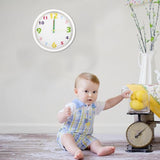 Silent Wall Clock 10-inch Analog Teaching Clock with White Frame for Room and Classroom