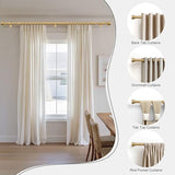 PORTRES Gold Heavy Duty Curtain Rods for Windows 66 to 120 Inches Adjustable Length 1" Diameter Brass Curtain Rod with Modern Decorative Finials for Outdoor Bedroom Kitchen Living Room