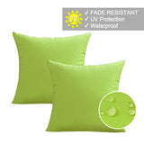 VAKADO Outdoor Waterproof Throw Pillow Covers 18x18 Set of 2, Green Patio Cushion Covers UV Fade Resistant Machine Washable Square Pillow Cases for Outdoor Furniture Couch Garden Bench Porch Decor