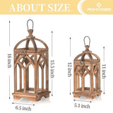 Romadedi Farmhouse Wood Candle Lantern Decorative 12"/16", Set of 2, Brown