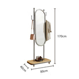 Decorative Household Dressing Mirror and Hanger Integrated Simple Modern Bedroom Living Room Floor-Standing Mobile Full-Length for Living Room(Black)