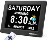 【Upgraded】27 Alarms Digital Talking Clock with Day and Date, Custom Reminders, 1280*800p HD Dsiplay, 10-Levels Dimmer, Auto DST, Sleep Trainer for Elderly Dementia, Voice-Talking with Remote