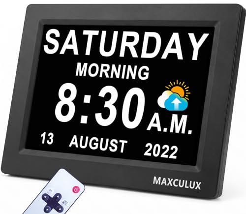 【Upgraded】27 Alarms Digital Talking Clock with Day and Date, Custom Reminders, 1280*800p HD Dsiplay, 10-Levels Dimmer, Auto DST, Sleep Trainer for Elderly Dementia, Voice-Talking with Remote