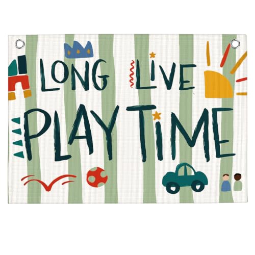 Long Live Playtime Banner Sage Green Playroom Wall Decor for Boys 30"x20" | Toddler Playroom Decor for Nursery Toddler Girls Boys Kids Toy Room Play Room Kidroom
