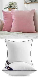 MIULEE Pack of 2 Decorative Velvet Pillow Covers Bright Pink Bundle Set of 2 Pillow Inserts 18x18