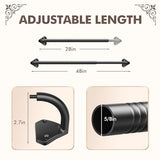 Curtain Rods, No Rust Adjustable Blackout Drapery Rods, 5/8 Inch Diameter Wrap Around Curtain Pole for Windows, Ideal for Bedroom, Outdoor (28-48 Inch, 2 Pack, Black)