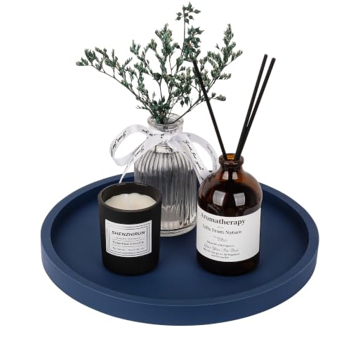 Silicone Bathroom Tray Coffee Table Decor Perfume Organizer, 9" Dark Blue
