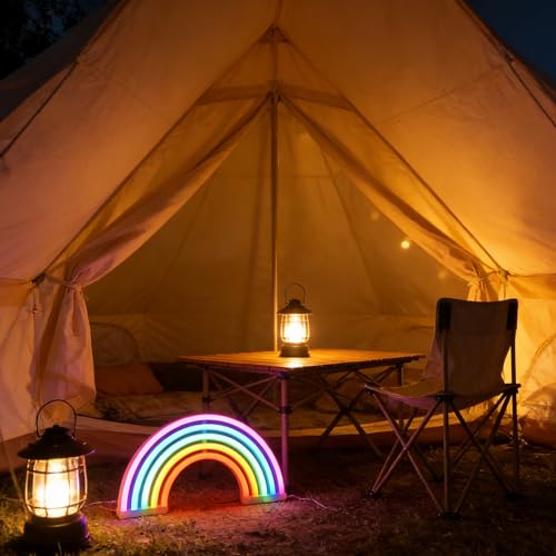 QiaoFei Rainbow Light Signs for Kids Gift LED Rainbow Neon Signs for Wall Decor Bedroom Decorations Home Accessories Party Holiday Battery or USB Operated Table Night Lights
