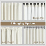 Cream Linen Blend Blackout Curtains 84 Inch Long 2 Panel Back Tab Thermal Insulated Light Blocking Curtain for Living Room Black Out Drape for Bedroom Neutral Rustic Farmhouse 52x84 Length Ivory White