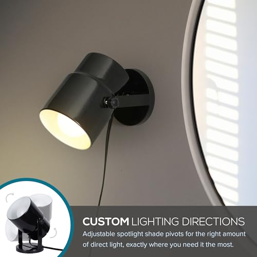 Catalina Lighting Multipurpose Spotlight Accent Lamp, Desk or Wall Mount Lamp for Office, Living Room, Dorm or Bedroom, Smart Home Compatible, Bulb Not Included, 7.5", Metallic Black