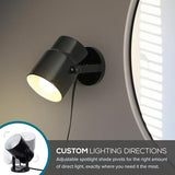 Catalina Lighting Multipurpose Spotlight Accent Lamp, Desk or Wall Mount Lamp for Office, Living Room, Dorm or Bedroom, Smart Home Compatible, Bulb Not Included, 7.5", Metallic Black