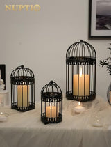NUPTIO Black Decorative Bird Cage, Birdcage Lantern for Pillar Candles