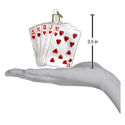 Old World Christmas Vegas Royal Flush Glass Blown Ornament for Christmas Tree, Handcrafted Holiday Decoration, Gamble Collection