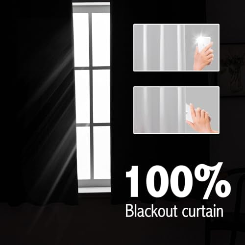 Anytime 100% Blackout Curtain 2 Panels Set,Thermal Insulated Window Drapes for Bedroom,Full Shading Panels (Greyish White,37W x 63L)