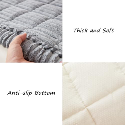 Awjcsv Couch Cover for Dogs Washable, Fuzzy Pet Couch Covers for 3 Cushion Sofa Pet Friendly, Non Slip Sofa Cover (Light Blue-Grey, 27.6" X 82.7"/70 X 210cm)