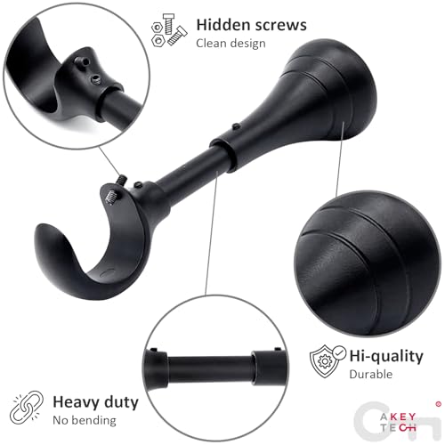 Heavy Duty Curtain Rod Brackets for Wall, 6 inch Adjustable Curtain Rod Brackets Extra Long Over Blinds Holder for Heavy Curtains 2 pcs Extended Window Hardware Wall Mounted Hangers Set of Two Black