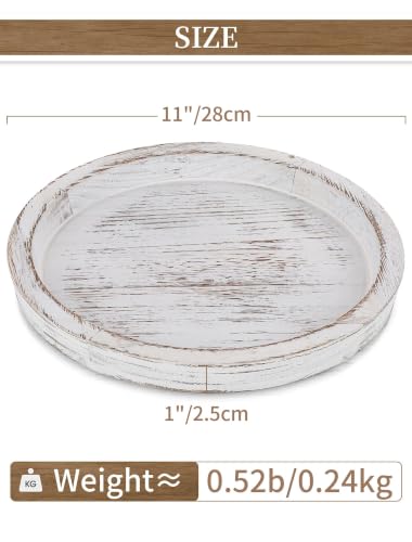 Hanobe Round Wood Candlestick Holder Tray for Table Centerpiece Decor, 11"