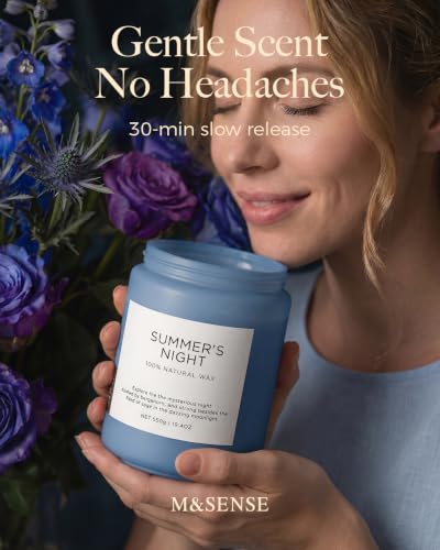 M&SENSE Summer's Night Scented Candles for Home, 19.4oz Large Soy Wax
