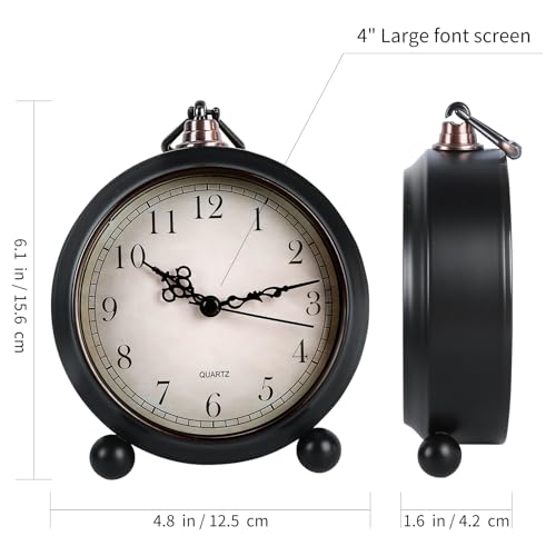 pxy Retro Alarm Clock for Heavy Sleepers 3D Dial Battery Operated (Battery Include), 4" Super Silent Analog Alarm Clock for Kids with Night Light PT260 Silver OrangePT508-1 Arabic Numbers