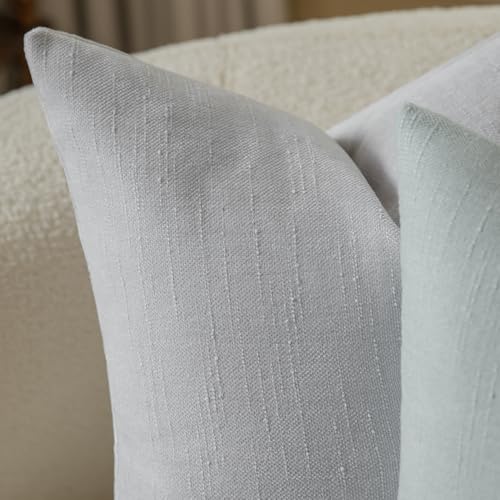 Pack of 2 Faux Linen Chenille Throw Pillow Covers Decorative Pillow Covers Velvet Accent Cushion Cover Pillow Case for Couch Sofa Living Room Bedroom Farmhouse Decor 20x20 Inch LightGrey