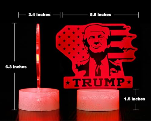 3D LED Night Light Trump 2024 Flat Acrylic Illusion Lighting Lamp with 7 Colors and Touch Sensor, Trump Fan Nightlight Gift, Trump Fight!