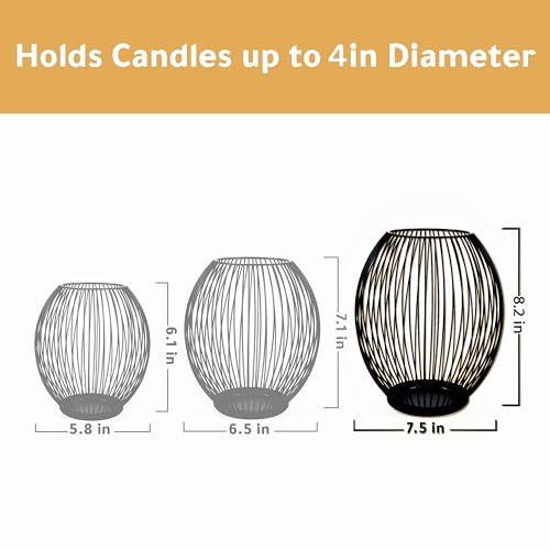 Large Metal Candle Holder - Outdoor Lanterns for Patio - Iron Candle Holder - Decorative Candle Holders for Pillar Candles - Table Candles Holders Decor - Iron Candle Stands - Candles Holder