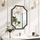 Kelly Miller 20"x28" Scalloped Black Bathroom Mirror for Wall Mount, Home Mirror | Elegant beveled vanity mirror with wavy edges. Perfect metal frame wall mirror for living room, bathroom & entryway.