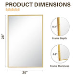 HARRITPURE 28"x20" Rectangle Mirror Bathroom Mirrors for Over Sink Framed | for Wall, Gold Framed Rectangle Mirror Aluminum Alloy Frame Wall-Mounted Horizontally/Vertically for Entryway/Bedroom/Vanity