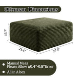 Corduroy Ottoman, Modern Boneless Cloud Foot Rest Foam Support, Oversized Modular Sectional Sofa Rectangel Stool for Living Room, Bedroom & Small Spaces, No Assembly Required (Green, Ottoman)