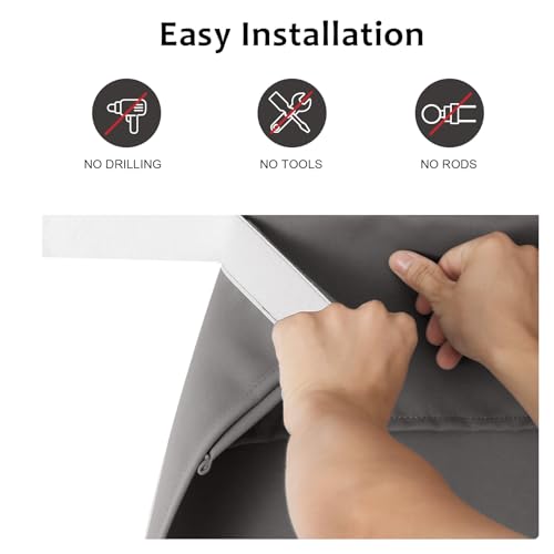 WdFour Privacy Blackout Tie Up French Door Curtain. | 25×40 Inch dark gray single panel curtain, easy install washable fabric for front door, sidelights, entryway and living room.
