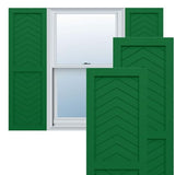 18"W x 45"H True Fit PVC Two Panel Chevron Modern Style Fixed Mount Shutters, Viridian Green (Per Pair - Hardware Not Included)