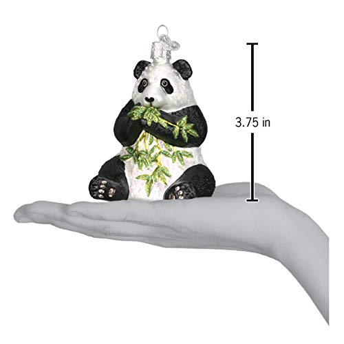Old World Christmas Panda with Bamboo Glass Blown Ornament for Christmas Tree, Handcrafted Holiday Decoration, Wildlife Animal Collection
