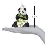 Old World Christmas Panda with Bamboo Glass Blown Ornament for Christmas Tree, Handcrafted Holiday Decoration, Wildlife Animal Collection