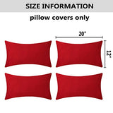 Home Brilliant Red Outdoor Pillows Christmas Waterproof Linen Pillow Covers Farmhouse Rectangle Lumbar Throw Pillow for Living Room Balcony Patio Couch, Pack of 4, 12 inch x 20 inch (30 x 50 cm)