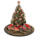 Cool Steampunk Gears Christmas Tree Skirt 36" Soft Plush Christmas Tree Cover Christmas Decorations Farmhouse Thick Rustic Xmas Tree Skirt for Holiday Party Christmas Tree Decorations