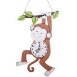 Kenning Monkey Wall Clock Safari Nursery Decorative Silent Non-Ticking Clock Wooden 16 x 11.5 Inch for Living Room Bedroom Kitchen Home Wall Decor, Battery Not Included